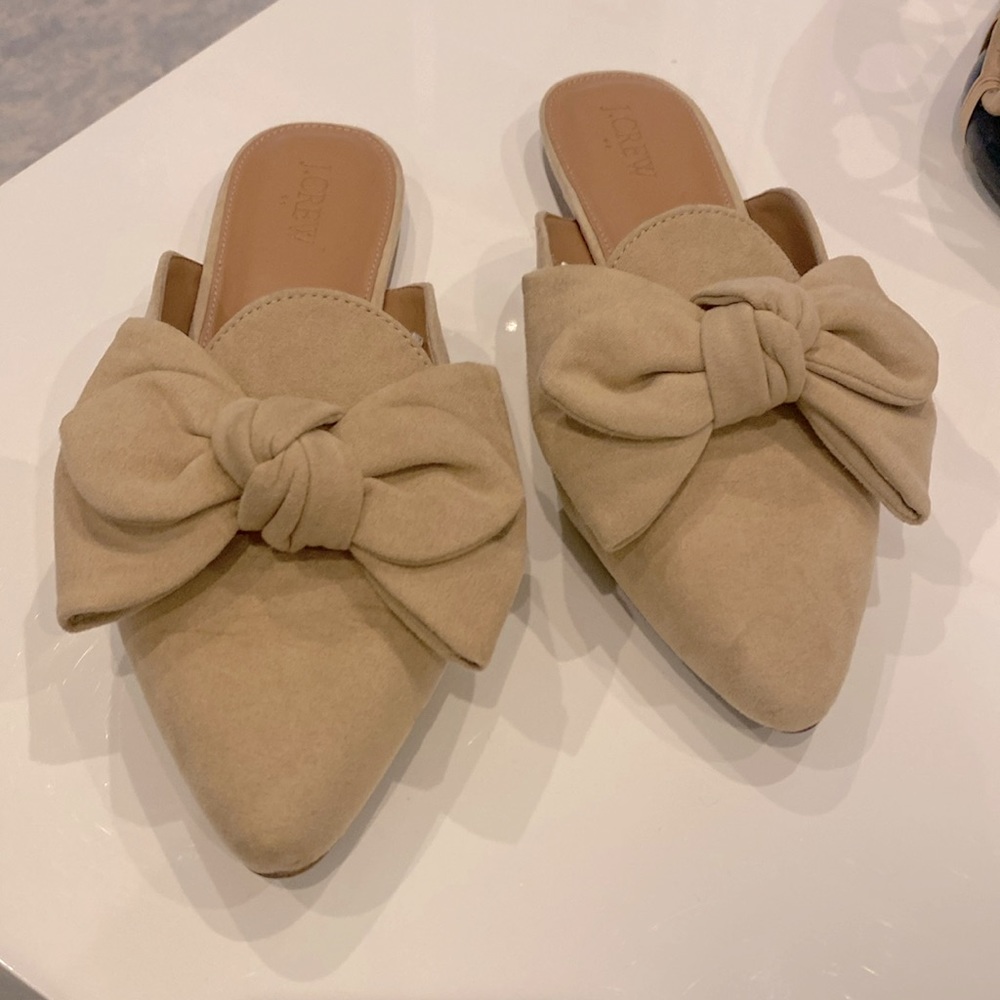 J Crew Suede Bow Mules
